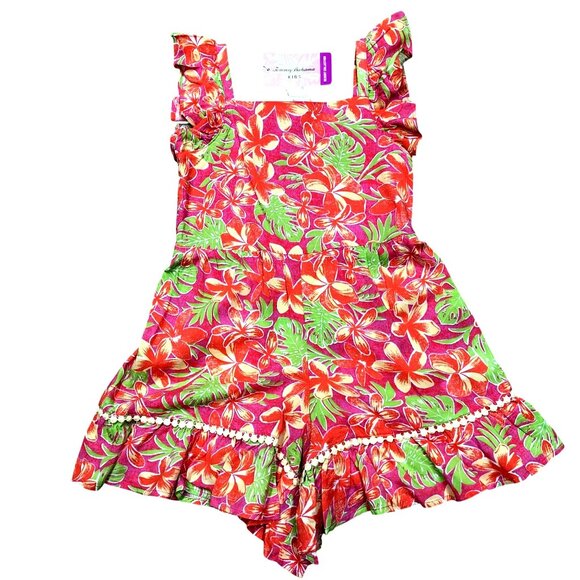 Tommy Bahama Girls‎ Floral Romper Dress & Straw Purse Set - Tropical Print 7 NWT - Picture 6 of 11